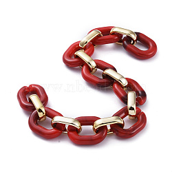 Handmade Acrylic Cable Chains, with CCB Plastic Linking Rings, Dark Red, Links: 24x18x5mm and 19x12x4.5mm, 39.37 inch(1m)/strand
(AJEW-JB00658-04)