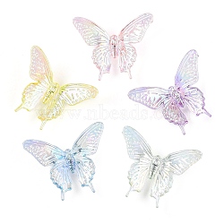 AB Color Transparent Acrylic Beads, Butterfly, Mixed Color, 32x39x12mm, Hole: 3mm, about 264pcs/500g(TACR-T028-12M)