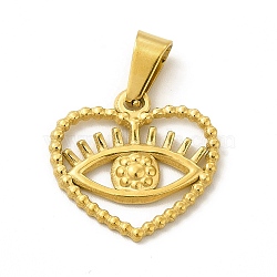 Vacuum Plating 304 Stainless Steel Pendants, Heart with Eye Charms, Golden, 17.5x18.5x1.5mm, Hole: 6x3.5mm(STAS-A073-08G)