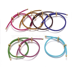 Adjustable 304 Stainless Steel Wire Rope Cord Bracelets Making, with Brass and Rubber Slide Beads, Long-Lasting Plated, Golden, Mixed Color, 1-5/8 inch~3-1/4 inch(4~8.2cm)(AJEW-D047-01G-A)