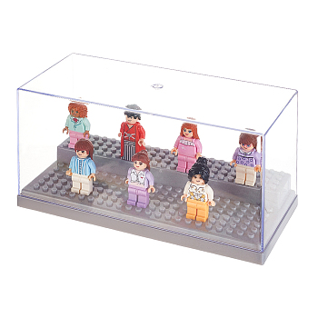 2-Tier Acrylic Minifigure Display Cases, Dustproof Building Block Display Box, Action Figure Toys Storage Box, Gray, Finish Product: 20.1x10x9.5cm, about 3pcs/set
