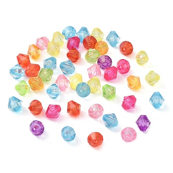 Transparent Acrylic Beads, Bicone, Mixed Color, 8x7mm, Hole: 1.6mm, about 3125pcs/500g