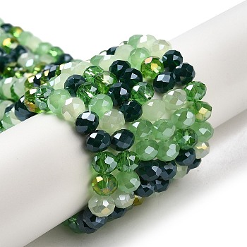 Glass Beads Strands, Faceted, Rondelle, Lime Green, 8x6mm, Hole: 1mm, about 65~68pcs/strand, 15.7~16.1 inch(40~41cm)