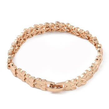 Brass Link Chain Bracelets for Women Men, Light Gold, Heart, 7-1/8 inch(18cm), Link: 11x8x3mm