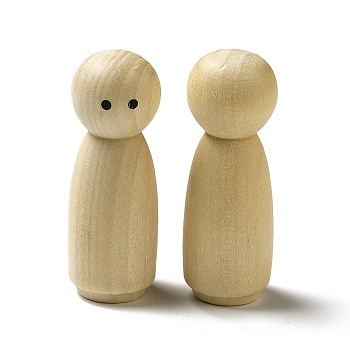 Unfinished Wooden Peg Dolls Display Decorations, for Painting Craft Art Projects, Beige, 15.5x45.5mm