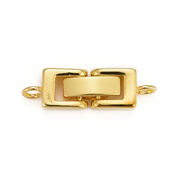 Brass Fold Over Clasps, Rectangle, Cadmium Free & Lead Free, Golden, 22~24x7x4mm, Hole: 1mm