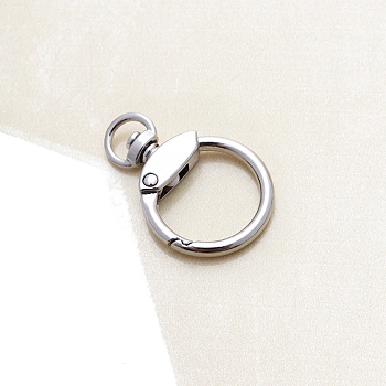 Alloy Ring Swivel Clasps, Platinum, 43x30mm