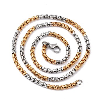 304 Stainless Steel Box Chain Necklaces, with Lobster Claw Clasps, Golden & Stainless Steel Color, 19.7 inch(50cm), 3.5mm