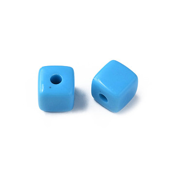 Opaque Acrylic Beads, Cube, Deep Sky Blue, 12.5x12.5x12.5mm, Hole: 3.5mm, about 263pcs/500g