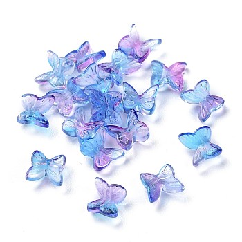 Transparent Glass Cabochons, 3D Butterfly Shape, Royal Blue, 7x7.5x3.5mm