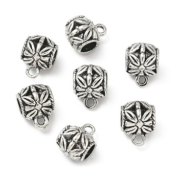 Tibetan Style Alloy Tube Bails, Loop Bails, Barrel Bail Beads, Antique Silver, 13.5x10.5x9.5mm, Hole: 2mm, Inner Diameter: 5mm