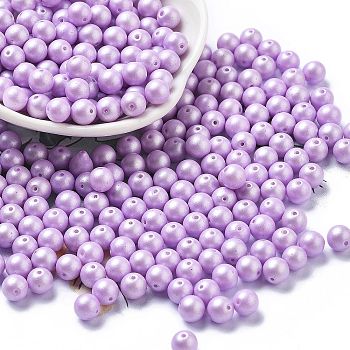 Baking Paint Glass Seed Beads, Round, Lilac, 6mm, Hole: 0.8mm, about 1800pcs/1pound