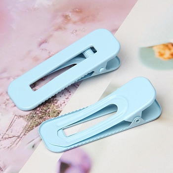 Macaron Color Alloy Alligator Hair Clips, Hollowed Hair Accessories for Girls Women, Rectangle, Light Sky Blue, 60x23mm