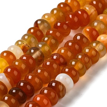 Natural Agate Beads Strands, Dyed & Heated, Rondelle, Chocolate, 8~8.5x4.5~5.5mm, Hole: 1.4mm, about 41pcs/strand, 7.40~7.48''(18.8~19cm)