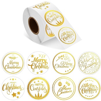 Christmas Theme Adhesive Roll Sticker Labels, for Envelopes, Bubble Mailers and Bags, Mixed Shapes, 25mm, 500pcs/roll.