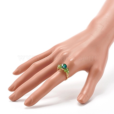 Гальванопластика граненые стеклянные бусины кольцо на палец(X1-RJEW-TA00014-02)-3