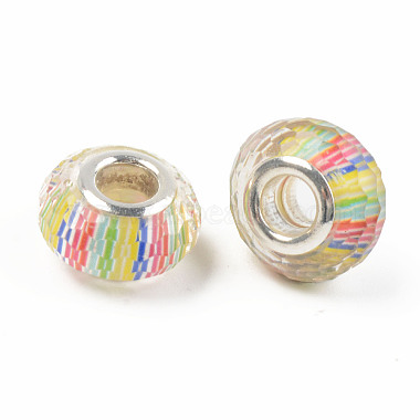 Colorful Rondelle Resin+Brass Core European Beads