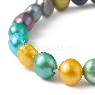 Pulsera elástica con cuentas de perlas naturales teñidas para niños(BJEW-JB09189-01)-4