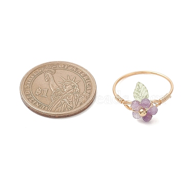 Copper Wired Gemstone Finger Rings(RJEW-JR00976)-3