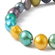 Pulsera elástica con cuentas de perlas naturales teñidas para niños(BJEW-JB09189-01)-4