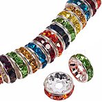 Brass Grade A Rhinestone Rondelle Spacer Beads, Nickel Free, Silver, 8x3.8mm, Hole: 1.5mm(KK-PH0010-24S-NF)