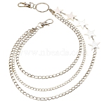 Alloy Star 3 Layered Chain Belts for Pants, Platinum, 492mm(AJEW-WH20070-010A)