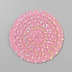 Handmade Knitting Cotton Cloth Fabric Coaster, Cup Mats, Flat Round, Flamingo, 118~120x2~2.5mm(AJEW-WH20067-004A)