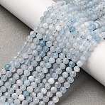 Natural Aquamarine Beads Strands, Faceted, Round, 4mm, Hole: 0.8mm, about 97~103pcs/strand, 38~39cm(G-A276-C09-4mm-02)