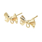 Alloy Stud Earring Findings, with 304 Stainless Steel Steel Pin, Bowknot, Golden, 8.5x12.5mm, Hole: 1.8mm, Pin: 0.7mm(PALLOY-I224-02G)