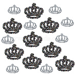 16Pcs 2 Styles Crown Glass/Resin Hotfix Rhinestone, Iron on Appliques, Costume Accessories, for Clothes, Bags, Pants, Mixed Color, 23~36x30~43.5x2~3mm, 8pcs/style(PATC-FG0002-38)