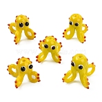 5Pcs Handmade Lampwork Beads, Bumpy, Octopus, Yellow, 18~19X17~17.8x12.5~15.5mm, Hole: 0.8~1.6mm(LAMP-YW0001-49)