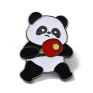 Sports Theme Panda Enamel Pins, Gunmetal Alloy Brooch for Backpack Clothes, Table Tennis, 28x21mm(JEWB-P026-A07)
