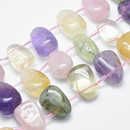 Natural Quartz Beads Strands, Top Drilled Beads, Teardrop, 23~25x16.5~18mm, Hole: 1mm, about 17pcs/strand, 15.7 inch(40cm)(G-F547-09)