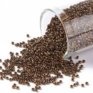 TOHO Round Seed Beads, Japanese Seed Beads, (224) Olymp Inside Color Bronze, 15/0, 1.5mm, Hole: 0.7mm, about 15000pcs/50g(SEED-XTR15-0224)