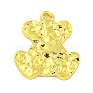 304 Stainless Steel Pendants, Textured Bear Charm, Real 18K Gold Plated, 19x16.5x2.3mm, Hole: 1.6mm(STAS-Z085-03G)