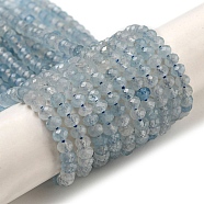 Natural Aquamarine Beads Strands, Faceted, Grade A, Rondelle, 4x3mm, Hole: 0.6mm, about 138pcs/strand, 15.39''(39.1cm)(G-A097-C01-01)
