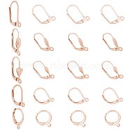 Elite 20Pcs 5 Style  Vacuum Plating 304 Stainless Steel Leverback Earring Findings, with Loop, Rose Gold, 14.5x12x2mm, Hole: 1mm, Pin: 0.8x1mm, 4pcs/style(STAS-PH0001-57)