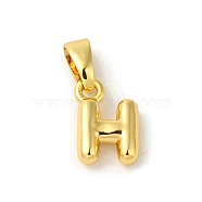 Rack Plating Brass Charms, Real 18K Gold Plated, Long-Lasting Plated, Cadmium Free & Lead Free, Letter H, 9.5x6.5x2.5mm, Hole: 5x2.5mm(KK-C053-04G-H)