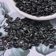 MIYUKI TILA Beads, Japanese Seed Beads, 2-Hole, (TL4511) Black Picasso, 5x5x1.9mm, Hole: 0.8mm, about 118pcs/10g(X-SEED-J020-TL4511)
