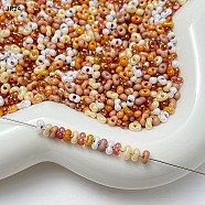 Glass Beads, Oval, for DIY Bracelet Accessories, Orange, 4x3x2mm, Hole: 0.8mm(GLAA-U003-01M)