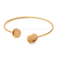 Ion Plating(IP) 304 Stainless Steel Bangle Makings, Blank Cabochon Settings, Real 18K Gold Plated, Round Tray: 12mm & 10mm, 0.2cm, Inner Diameter: 2-3/8 inch(6.1cm)(STAS-R123-01G)