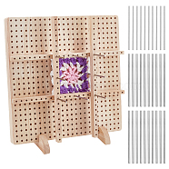 DIY Knitting Tool Sets, including 1 Set Rubber Wood Crochet Blocking Board, 20Pcs 304 Stainless Steel Bar, Stainless Steel Color, 12.3~28x1~28x0.8~2cm(DIY-CA0005-73)