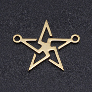201 Stainless Steel Links connectors, Laser Cut, Hollow Star, Golden, 14.5x18x1mm, Hole: 1.5mm(STAS-S105-T908-2)