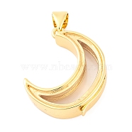 Rack Plating Brass Locket Pendants, with Plastic, Cadmium Free & Lead Free, Long-Lasting Plated, Real 18K Gold Plated, Moon, 22x18x7mm, Hole: 4x3mm(KK-F874-01G-09)