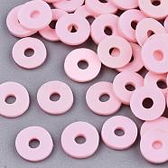 Handmade Polymer Clay Beads, for DIY Jewelry Crafts Supplies, Disc/Flat Round, Heishi Beads, Pearl Pink, 6x1mm, Hole: 2mm, about 1175pcs/50g(X-CLAY-Q251-6.0mm-92)