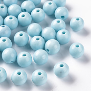 Opaque Acrylic Beads, Round, Sky Blue, 10x9mm, Hole: 2mm, about 940pcs/500g(MACR-S370-C10mm-A07)