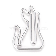 Cat Shape Iron Paperclips, Cute Paper Clips, Funny Bookmark Marking Clips, Silver Color Plated, 32x21x1mm(TOOL-L008-012S)