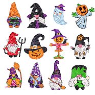 Halloween Theme DIY PVC Diamond Painting Sticker Kit, Including Rhinestones Bag, Diamond Sticky Pen, Tray Plate and Glue Clay, Mixed Color, 50~80mm(PW-WG46617-01)