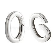 Elite 2Pcs Sterling Silver Spring Gate Rings, Platinum, 13x10x2mm, 2pcs/set(STER-PH0002-27)