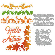 Autumn Theme Carbon Steel Cutting Dies Stencils, for DIY Scrapbooking, Photo Album, Decorative Embossing Paper Card, Stainless Steel Color, Pumpkin Pattern, Leaf Pattern, 84~102x59~96x0.8mm, 2pcs/set(DIY-WH0309-1105)